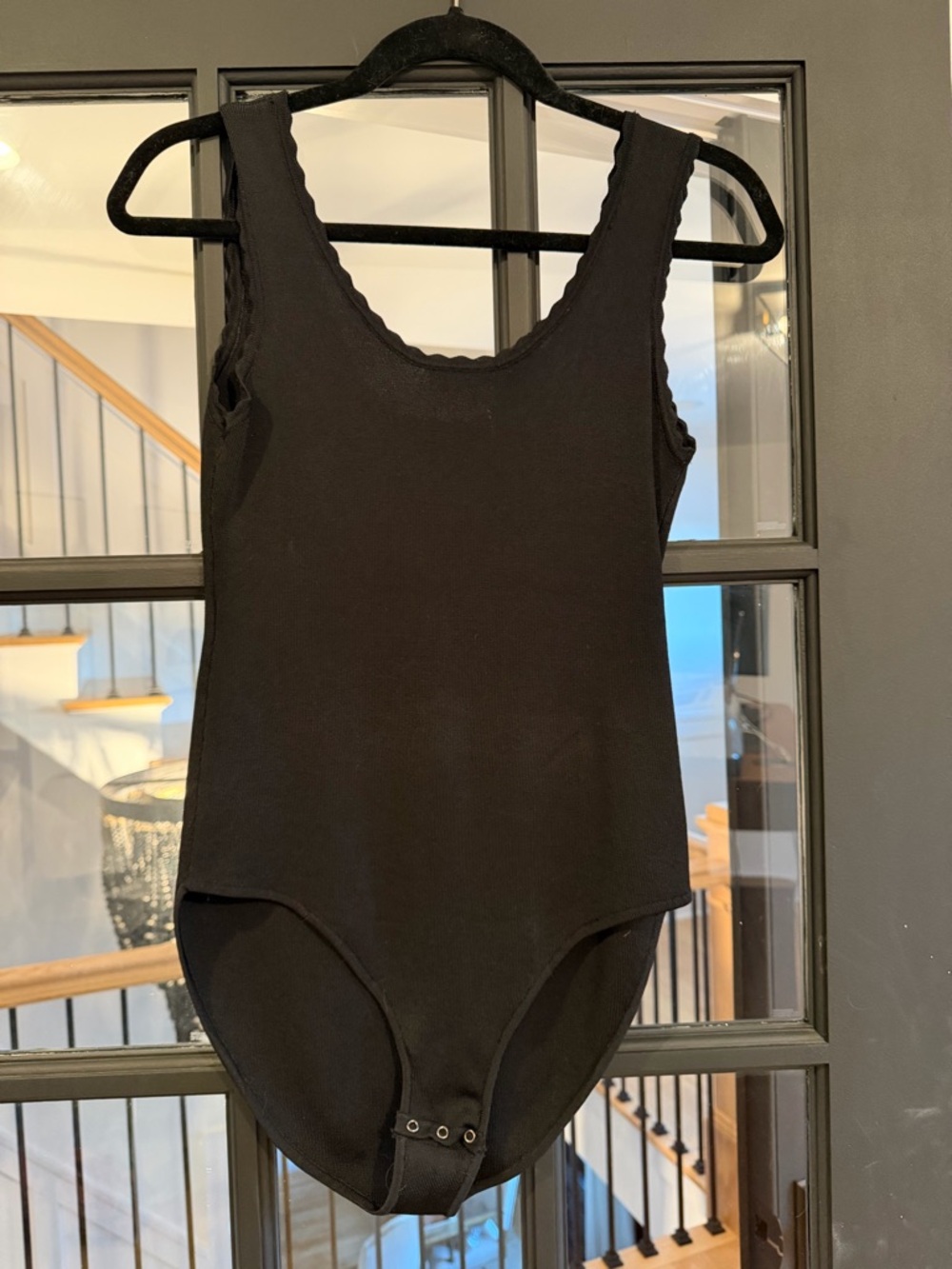 Aqua Black Scoop Neck One-Piece Bodysuit